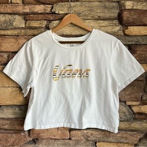 Vans White Crop Top Boxy Style Shirt Size Large